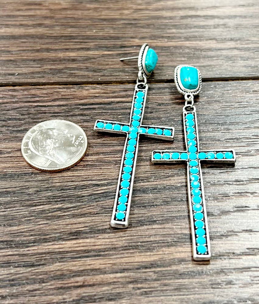 723489, Cross Crystal Post Earrings