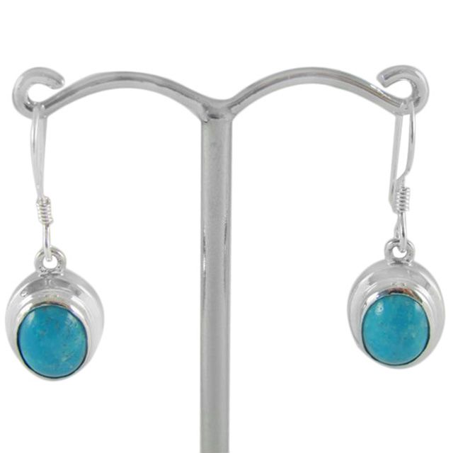 Silver & Turquoise Oval Earrings