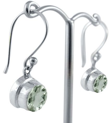 Silver & Green Amethyst Earrings