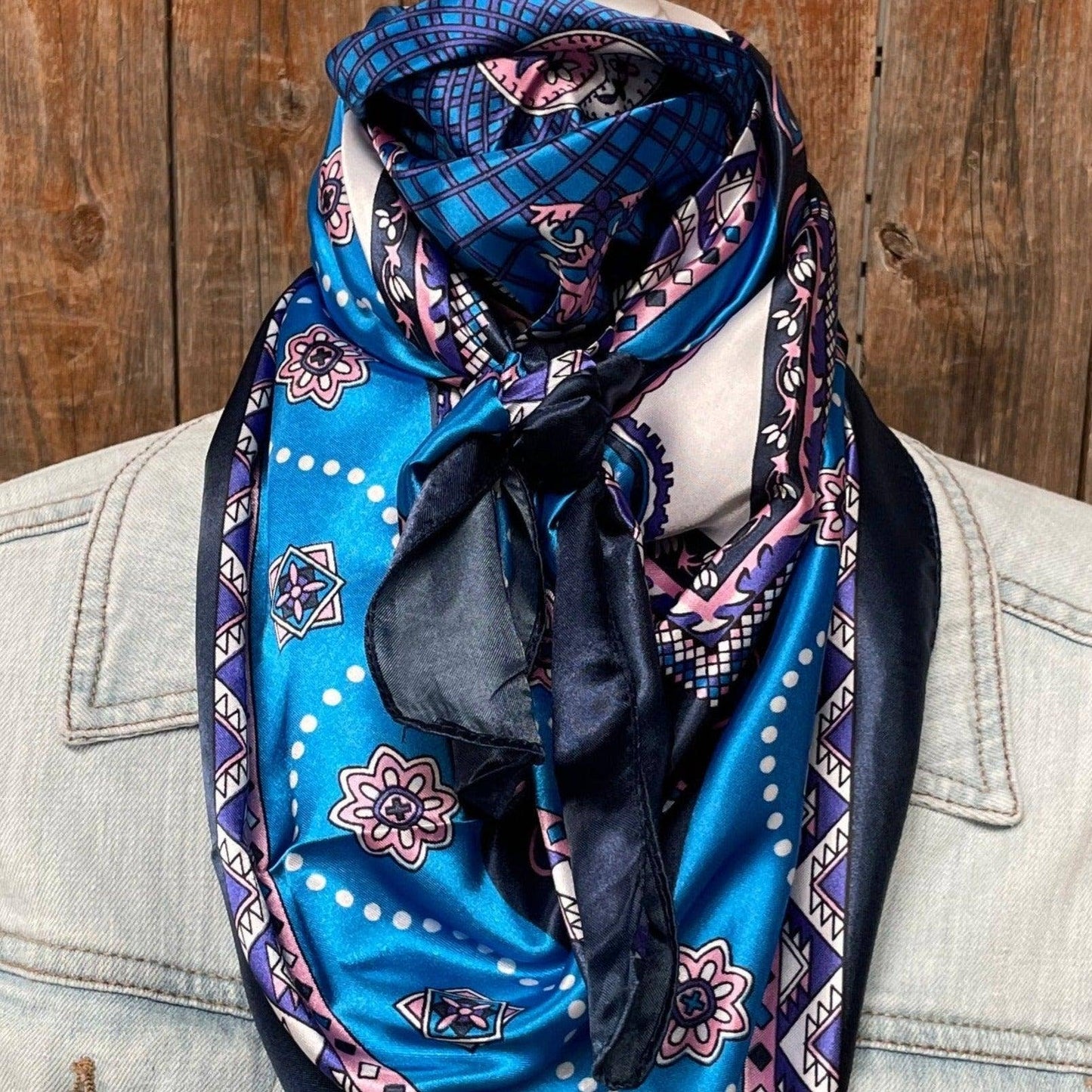 35X35" Blue/Pink/Purple Paisley Wild Rag/Scarf WR3406