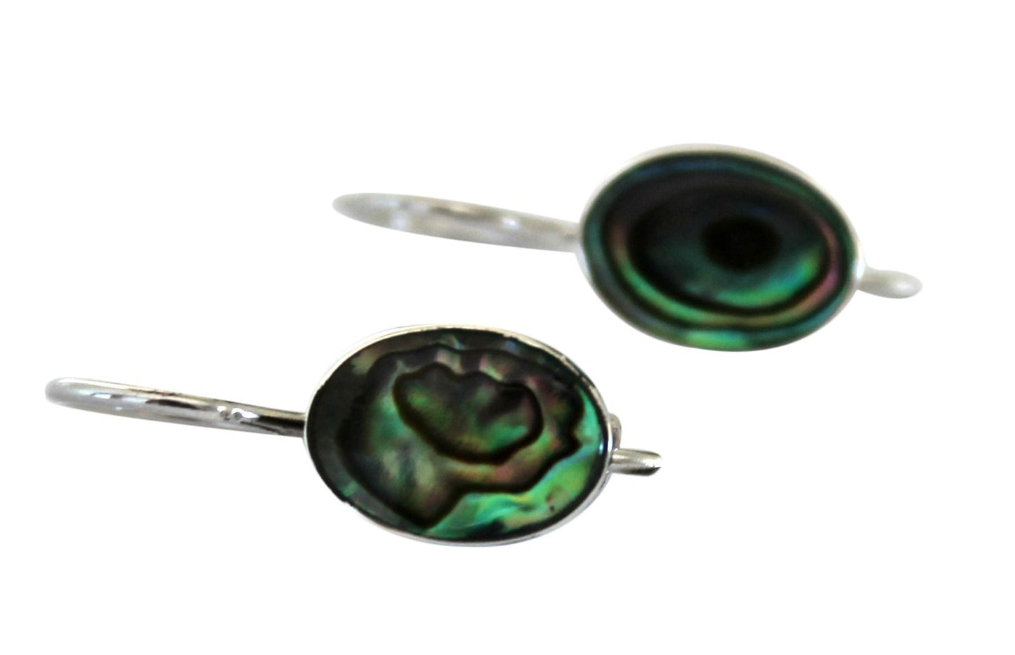 Sterling Silver & Paua Oval French Clip Earrings