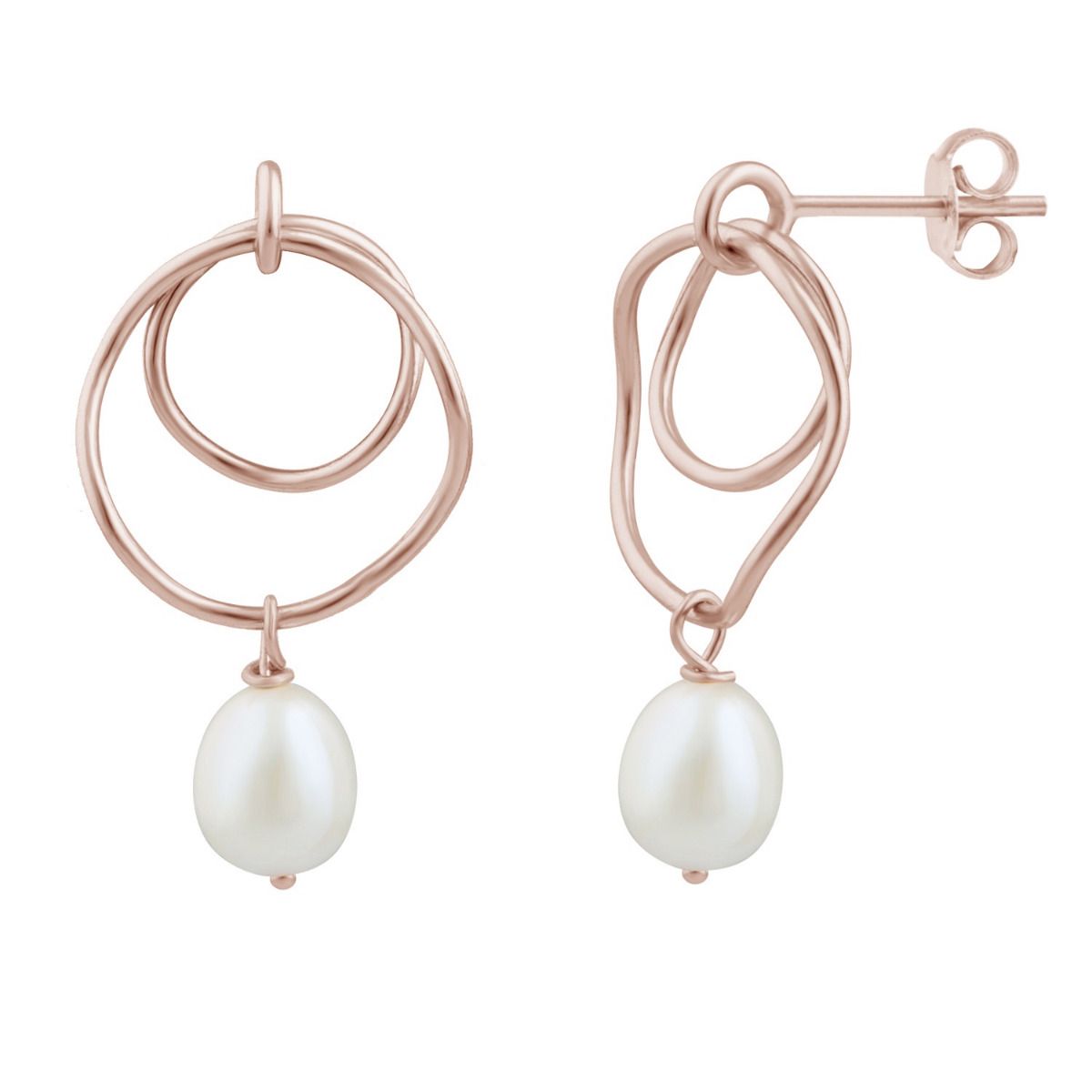 Rose Gold & Pearl Drop Earrings