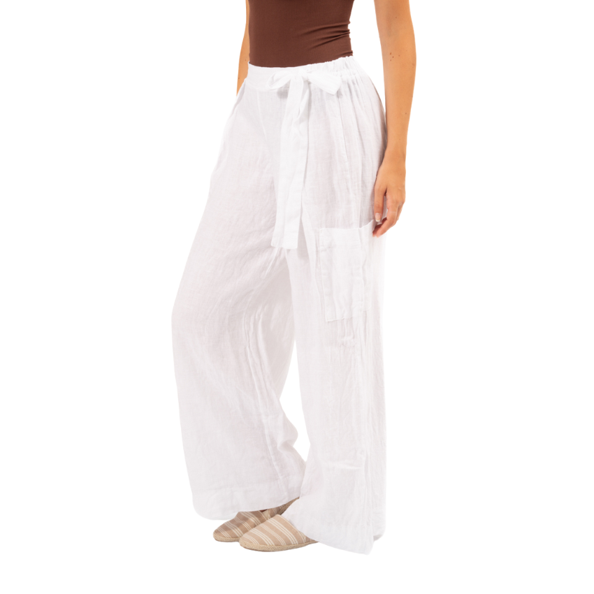 Lucy Italian Linen Pants - White
