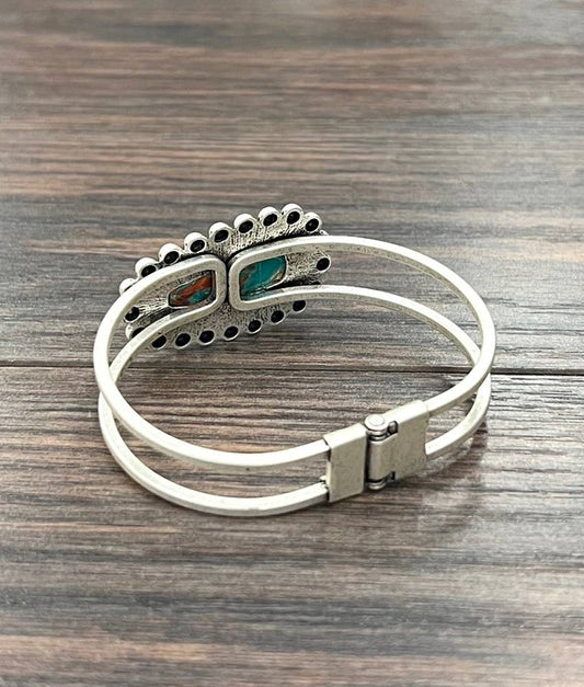 711646, Gemstone, Brass Cuff Bracelet