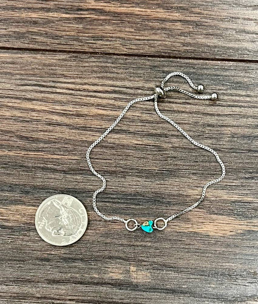 711625, Handmade 6mm Heart Gemstone Adjustable Bracelet