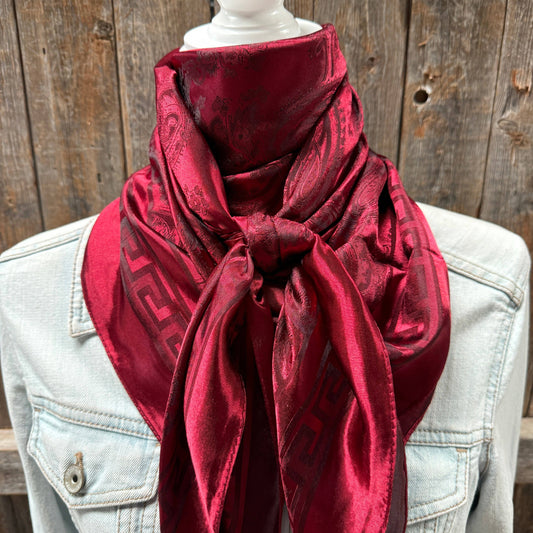 35X35" Burgundy Jacquard Wild Rag / Scarf WR4046