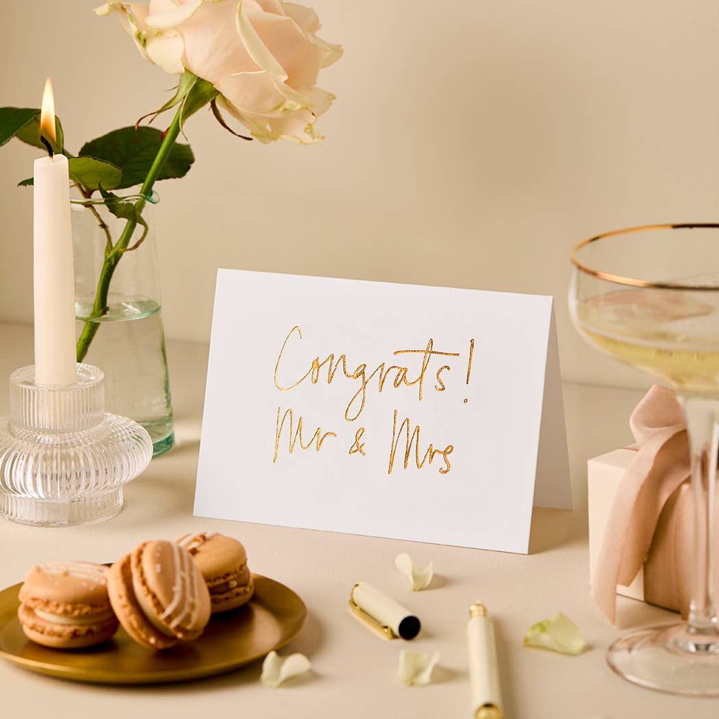 Congrats Mr & Mrs (White) Greeting Card