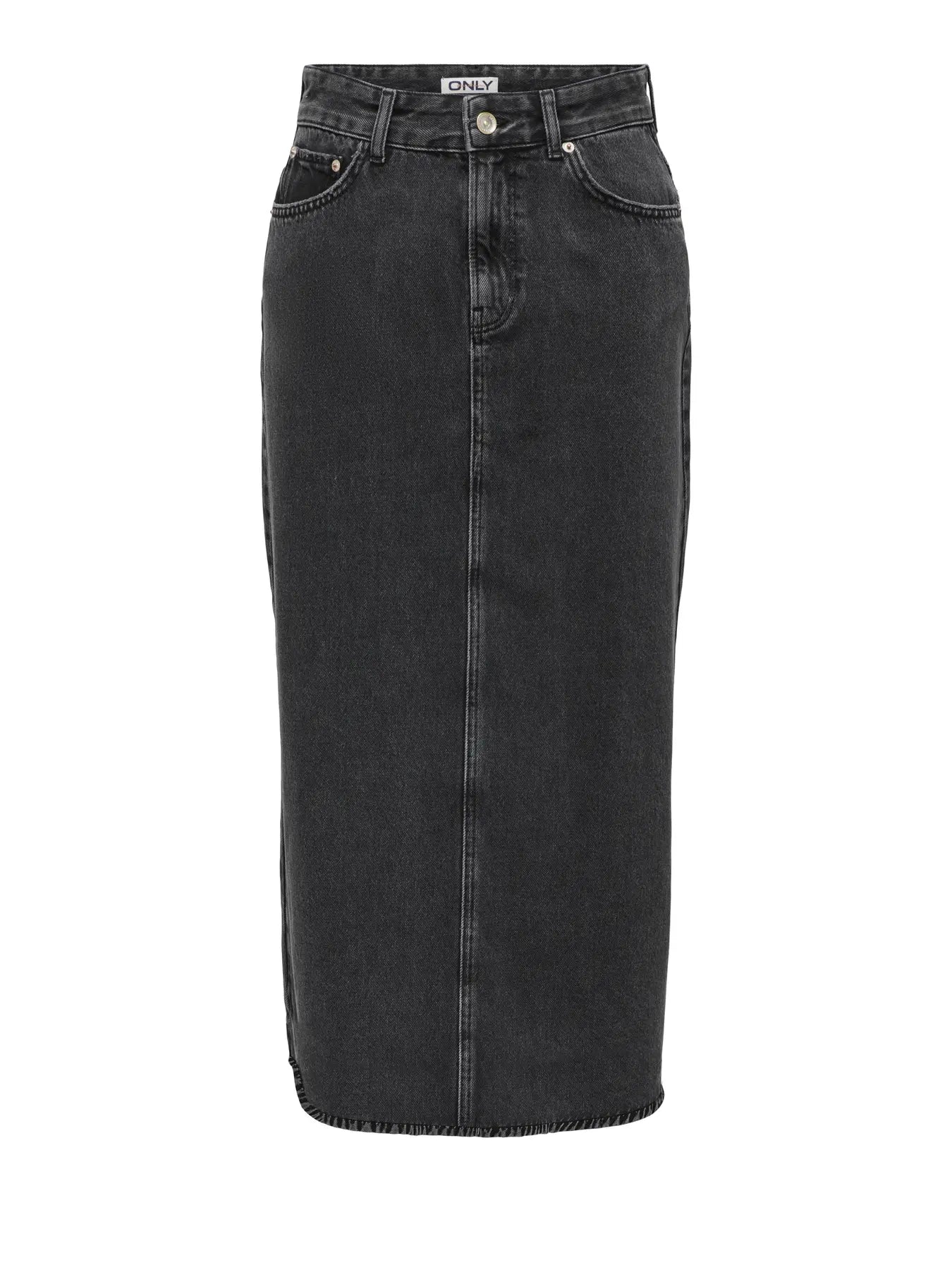 Nelia - Black Maxi Denim Skirt