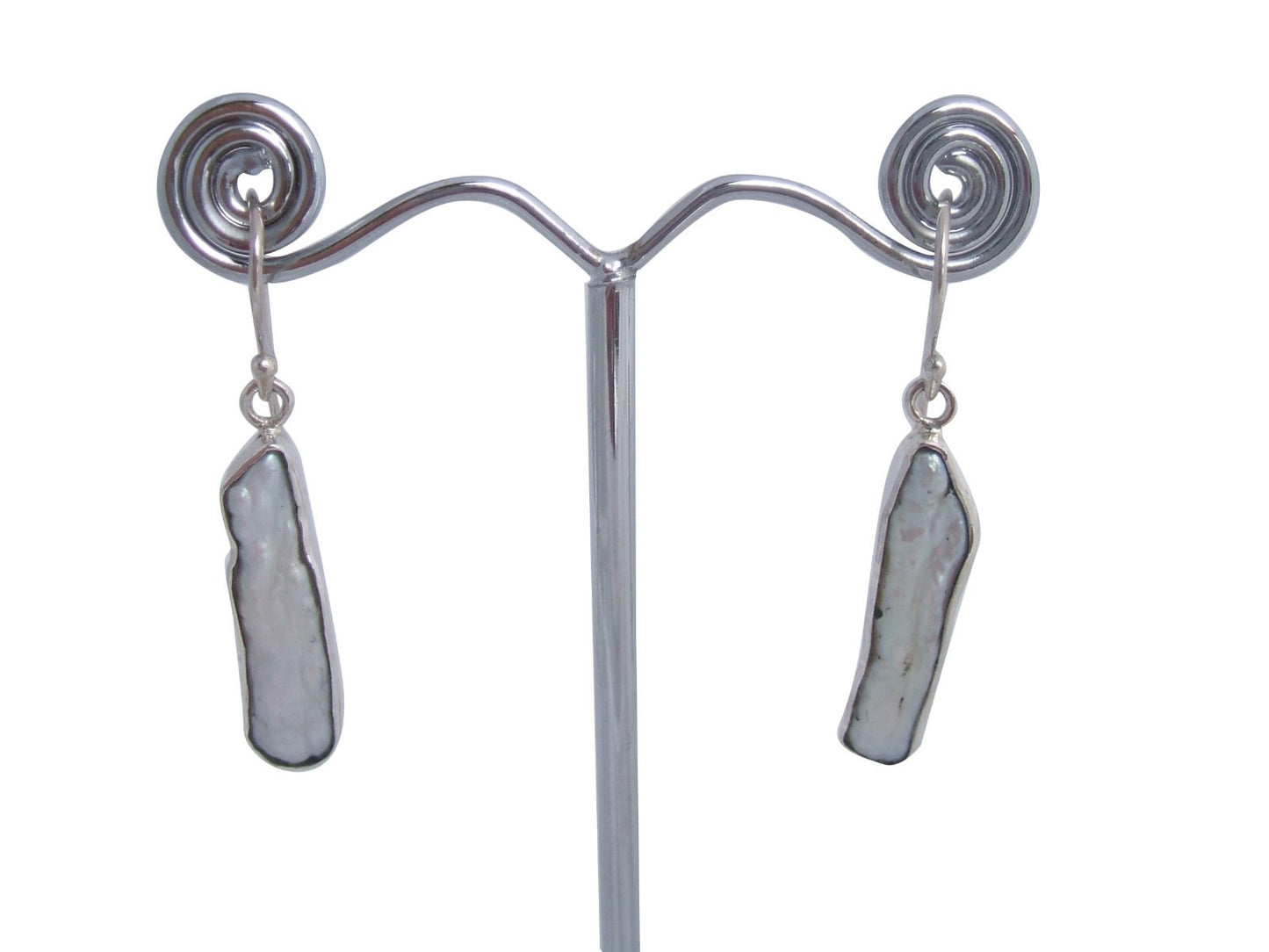 Silver & Biwa Pearl Earrings