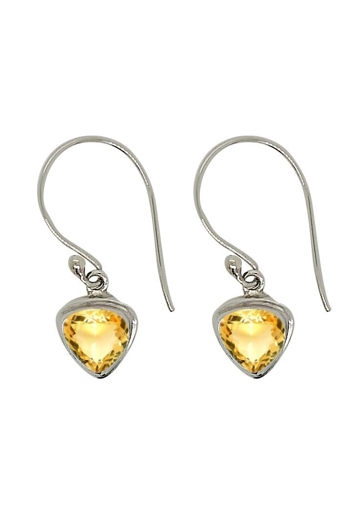 Silver & Trillion Yellow Citrine Earrings