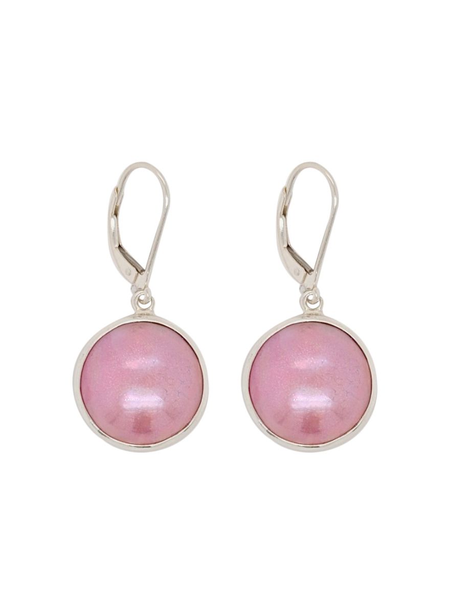 SIlver 14 Pink Mabe Earrings