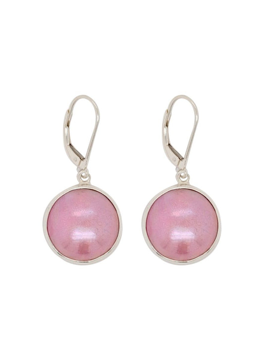SIlver 14 Pink Mabe Earrings