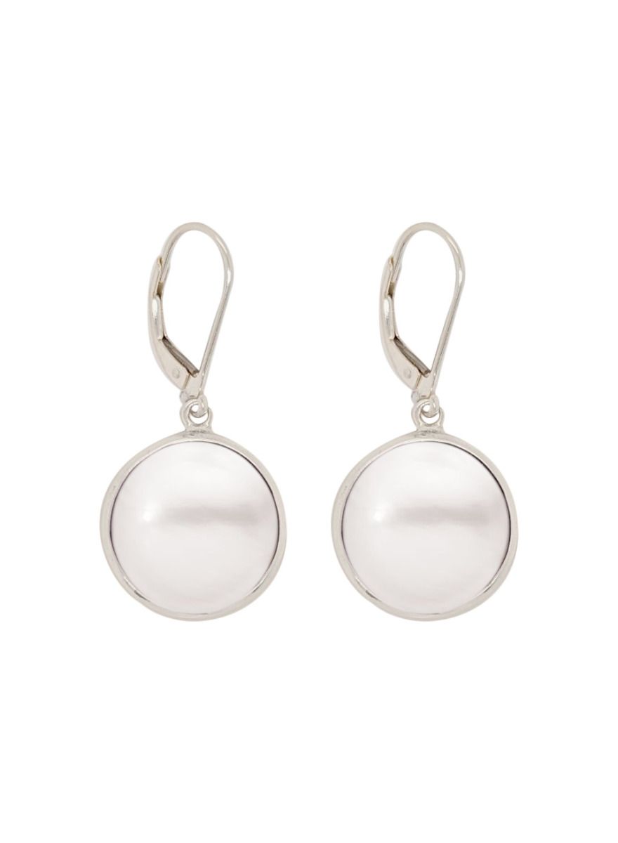 SIlver 14 White Mabe Earrings