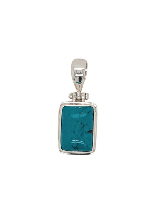 Silver & Rectangle Turquoise Pendant
