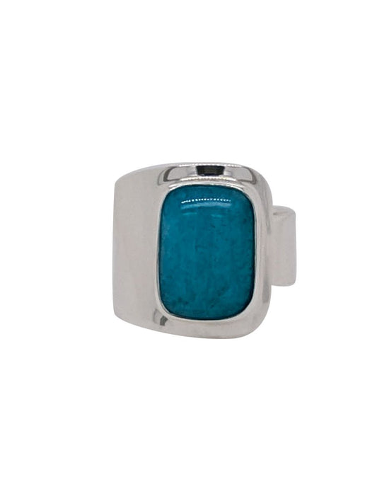 Silver Amazonite Adjustable Ring