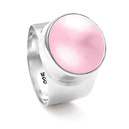 Sterling Silver &  Pink Mabé Pearl Adjustable Ring