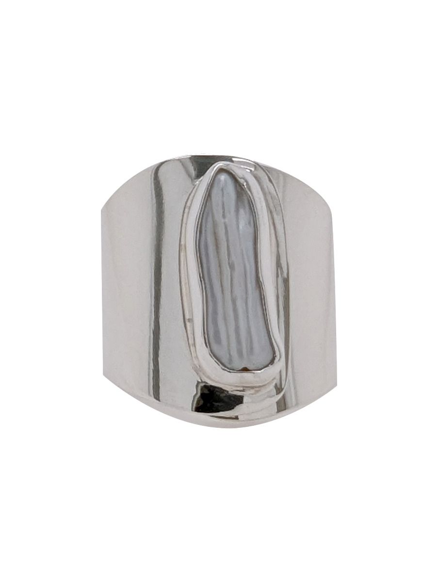 Sterling Silver & White Biwa Pearl Adjustable Ring