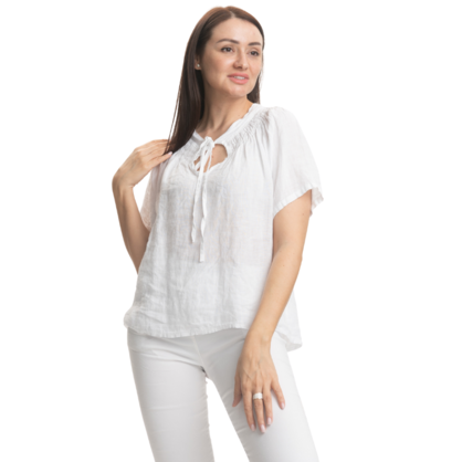 Italian Linen Top - White