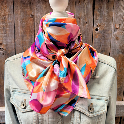 35X35" Purple and Orange Floral Pattern Wild Rag / Scarf WR1035