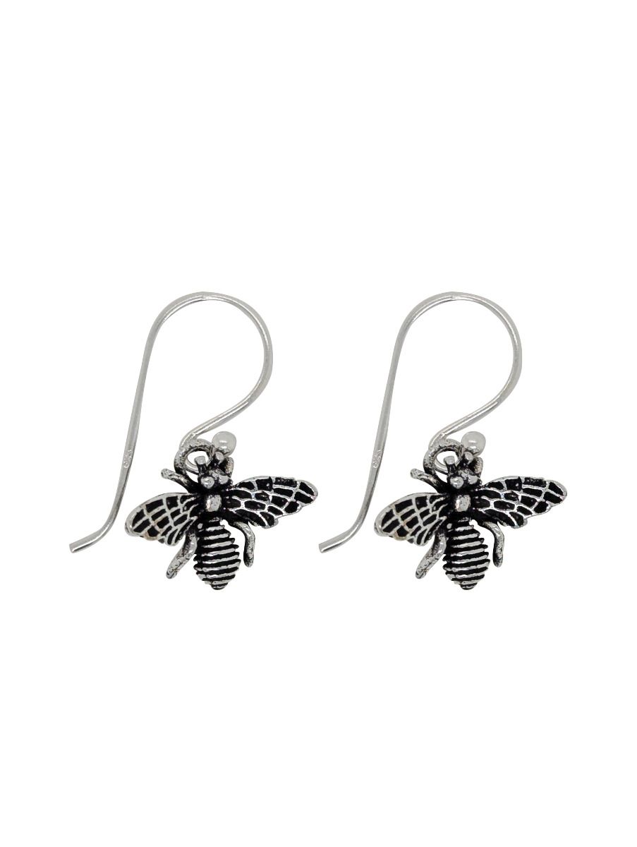 Sterling Silver Oxidised Bee Earrings