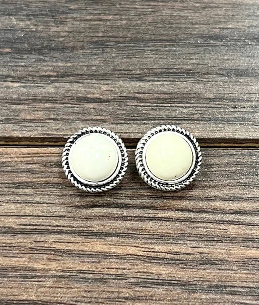 720939, 10mm Round White Turquoise Stud Earrings