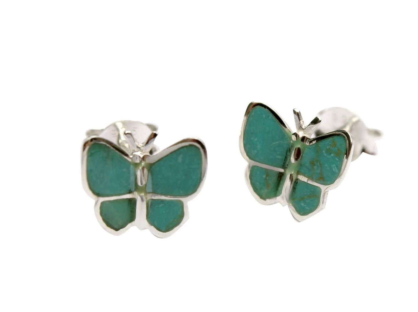 Silver & Turquoise Butterfly Studs