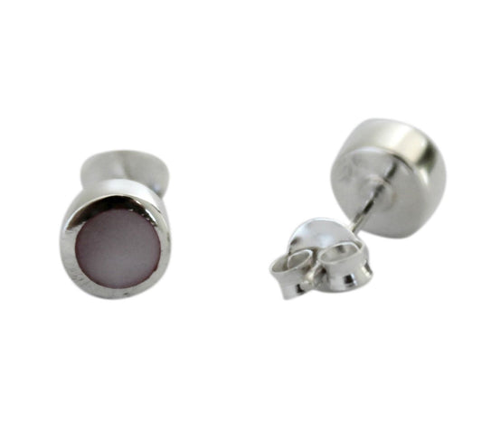 Sterling Silver & 5mm Pink Mother of Pearl Studs