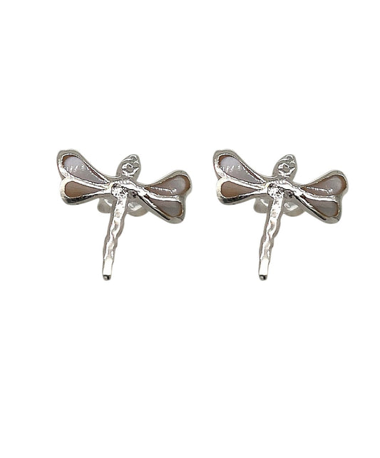 Sterling Silver & Mother of Pearl Dragonfly Studs