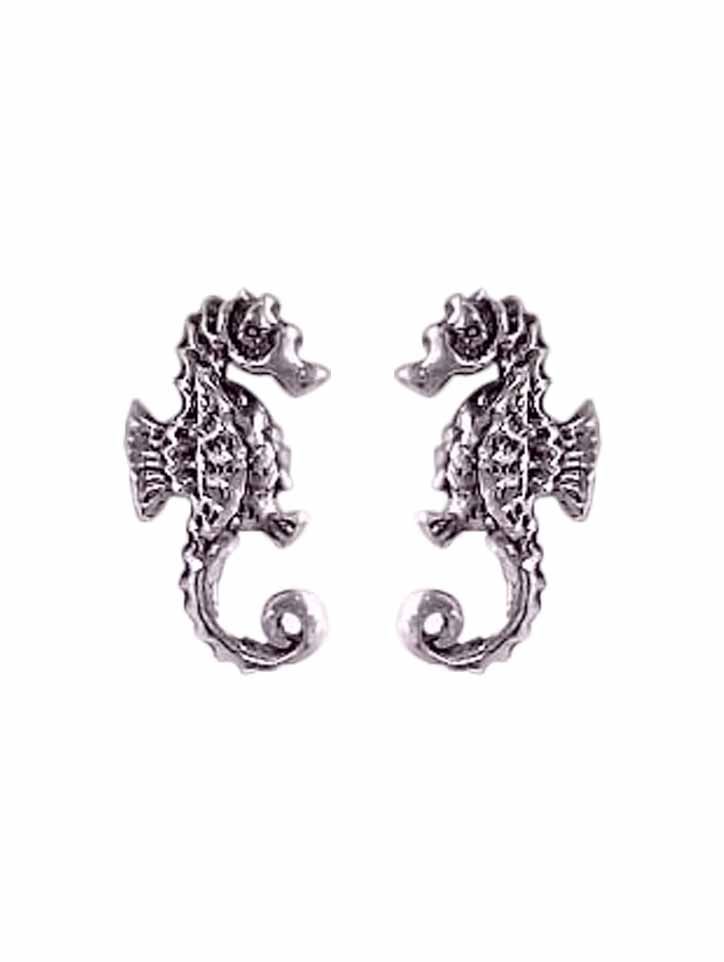 Sterling Silver Oxidised Seahorse Studs