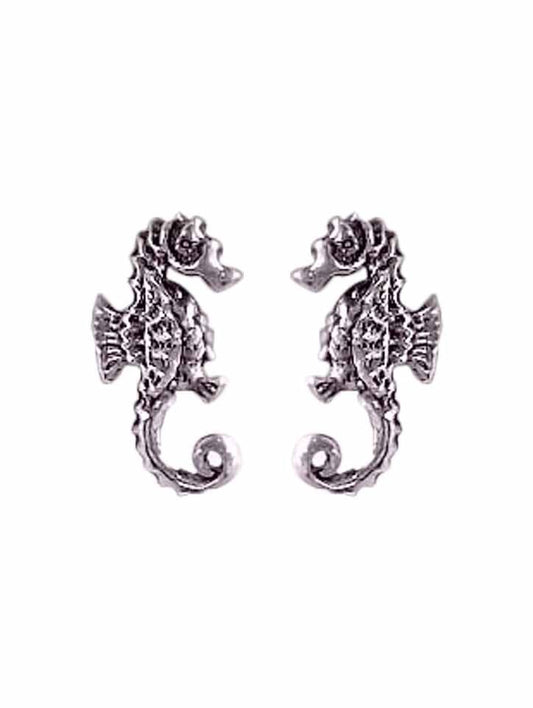 Sterling Silver Oxidised Seahorse Studs