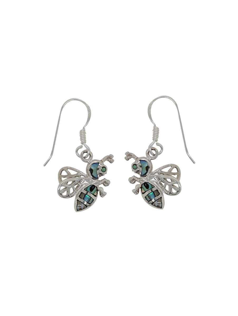 Sterling Silver & Paua Bee Earrings