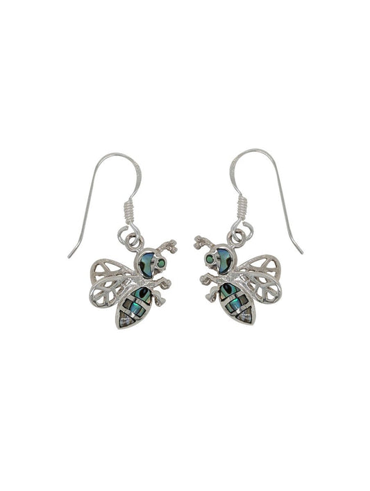Sterling Silver & Paua Bee Earrings