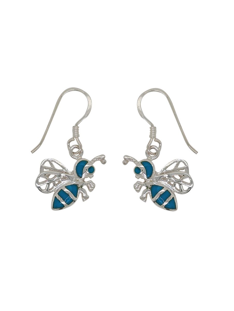 Sterling Silver & Turquoise Bee Earrings