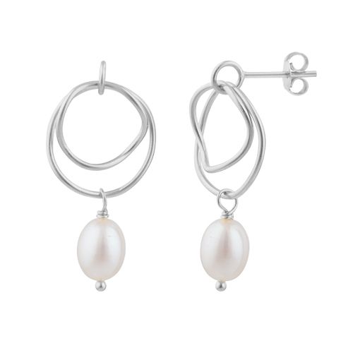 Silver &  Pearl  Drop Earrings