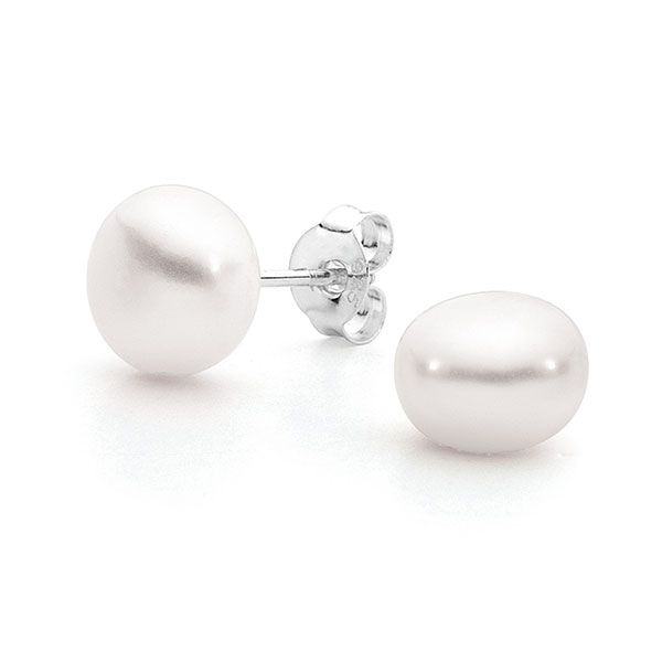 10mm Freshwater Button Pearl Studs