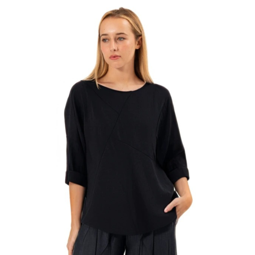 Italian Linen Top - Black