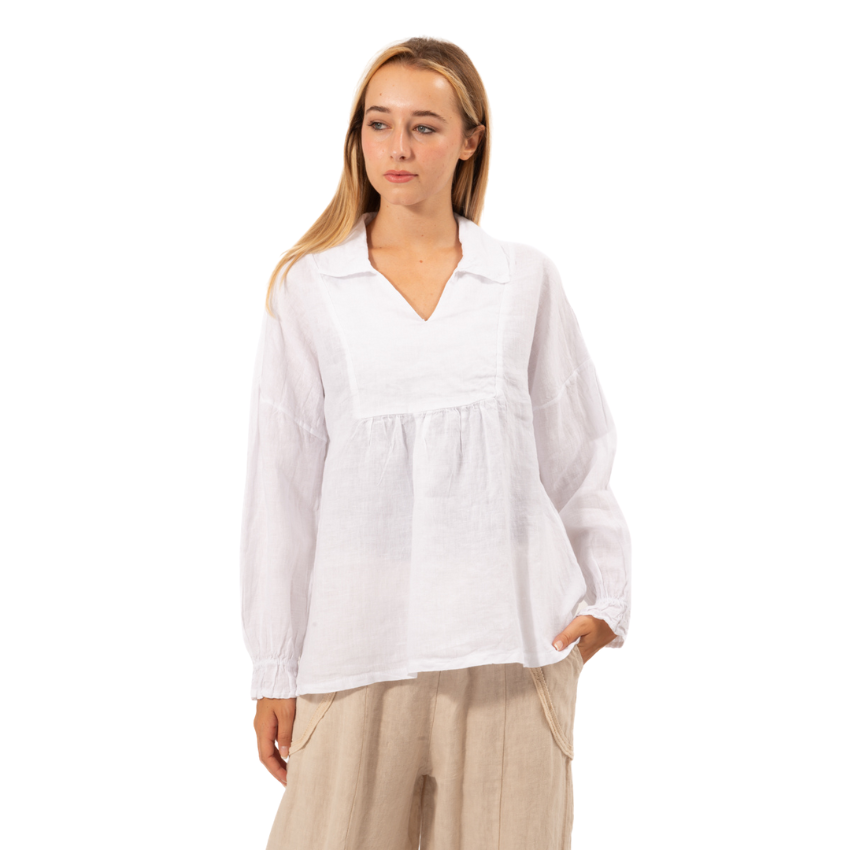 Italian Linen Top - White