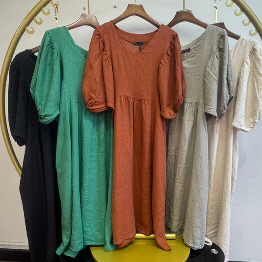 Italian Linen Dress - Green