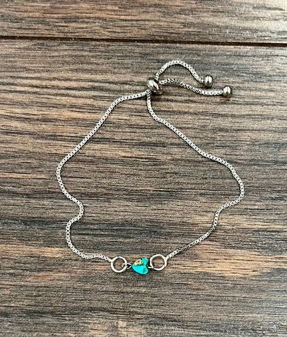 711625, Handmade 6mm Heart Gemstone Adjustable Bracelet