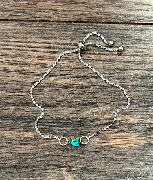 711625, Handmade 6mm Heart Gemstone Adjustable Bracelet