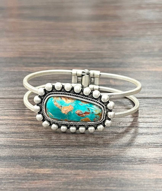 711646, Gemstone, Brass Cuff Bracelet