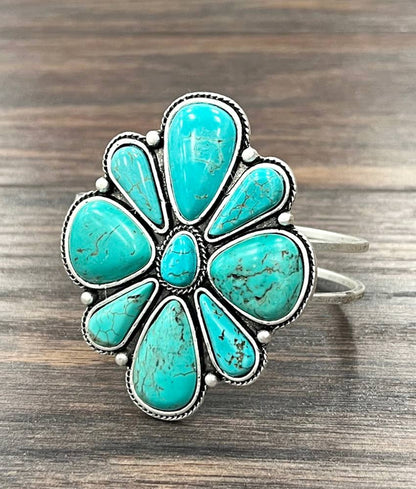 710711, Turquoise, Brass Cuff Bracelet