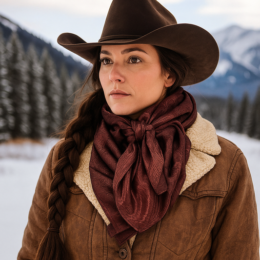 35X35" Brown Jacquard Wild Rag / Scarf WR4043