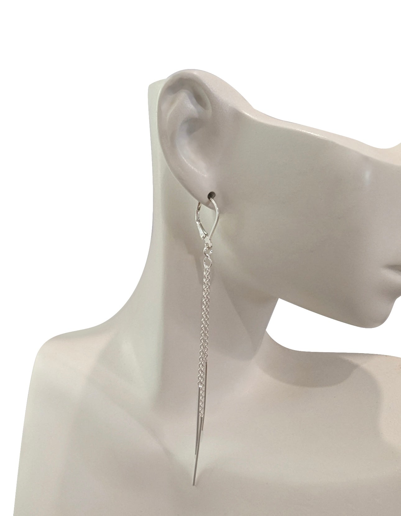 Sterling Silver 3 Lines Continental Hook Earrings