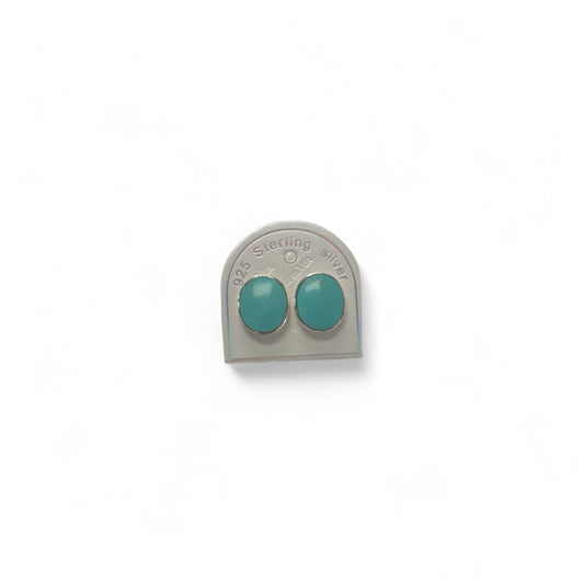 Signature Silver Black Turquoise Oval Studs