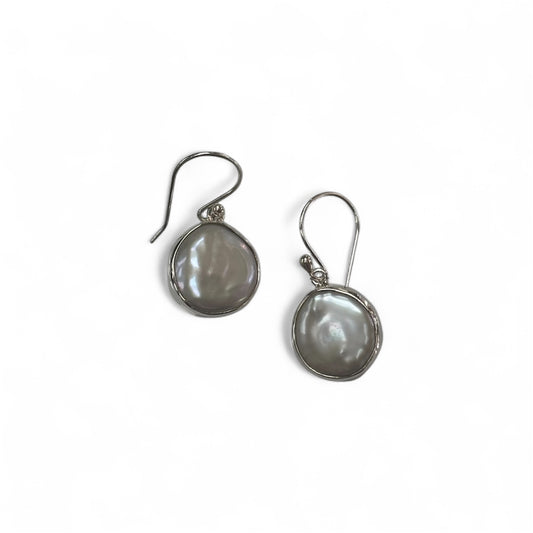 Sterling Silver & White Coin Pearl Earrings