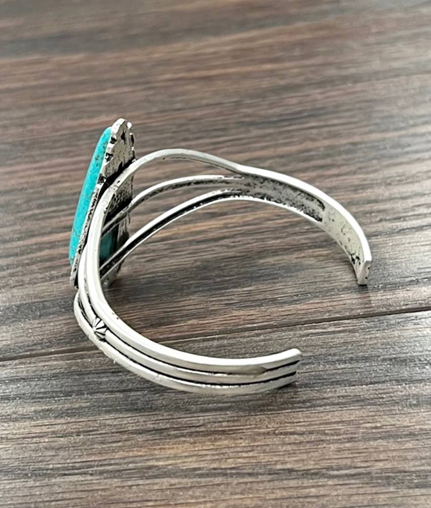 711295, Brass Navajo Turquoise Cuff Bracelet