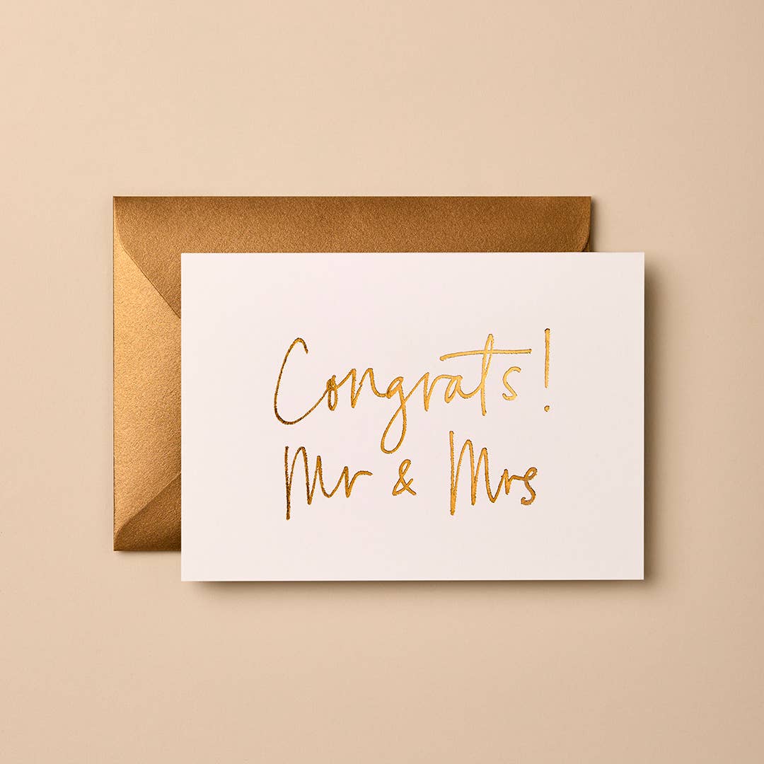 Congrats Mr & Mrs (White) Greeting Card