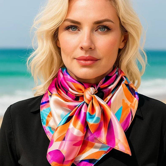 35X35" Purple and Orange Floral Pattern Wild Rag / Scarf WR1035