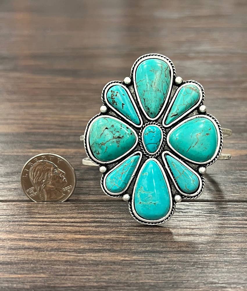 710711, Turquoise, Brass Cuff Bracelet